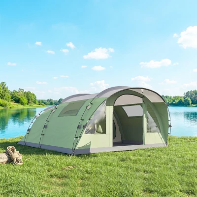 Outsunny Tente 2-4 Pers. Multi-Chambres avec Fenêtres Vert