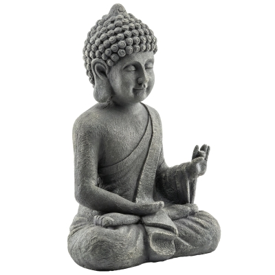Outsunny Statue Bouddha Oxyde Magnésium Gris Foncé 51cm