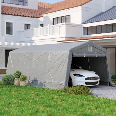 Outsunny Tente Garage 6,2x3,3m Acier Galvanisé PE Imperméable