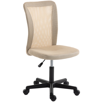 Vinsetto Mesh Office Chair Adjustable Swivel Armless Beige