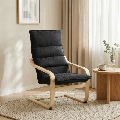 HOMCOM Sillón de Salón Moderno con Respaldo Alto Acolchado Patas de Madera y Tapizado en Terciopelo 67x83x105 cm Negro