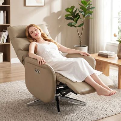 HOMCOM Swivel Power Recliner Chair with USB, Footrest, Brown