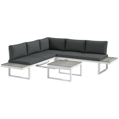 Outsunny 4-Piece Patio Sofa Set with Cushions Grey
