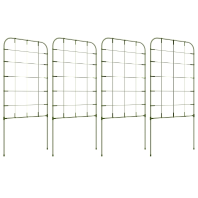 Outsunny Conjunto de 4 Treliças de Jardim Suportes para Plantas Trepadeiras com Estrutura de Aço para Frutas Flores 40x90 cm Verde