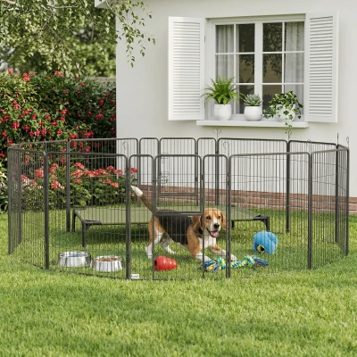 PawHut Recinto per Cani 80x100 cm a 12 Pannelli Modulabili Grigio