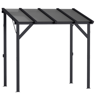 Outsunny Grillpavillon 2,44 x 1,48 m Gartenpavillon mit Pultdach, Gartenlauben mit UV-Schutz 50+ Dunkelgrau