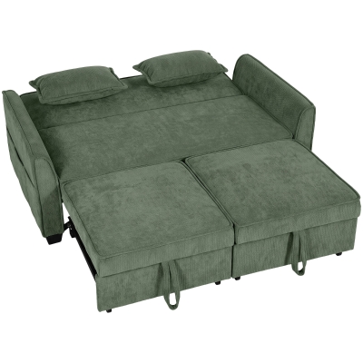 HOMCOM 2-Seater Sofa Bed Pull-Out Adjustable Dark Green