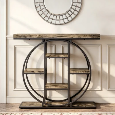 HOMCOM Console Industrielle 6 Étagères Rangement 100x30x81,5cm