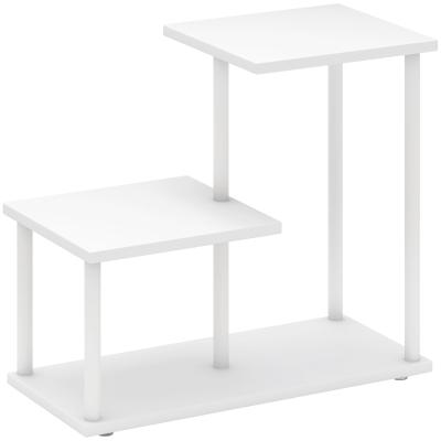 HOMCOM Estantería Librería de 3 Niveles Efecto Madera con Marco de Metal para Escritorio Oficina Cocina 40x20x34,5 cm Blanco