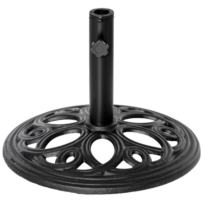 Outsunny Pied de parasol rond en fonte 11,5 kg, pour poteaux de Ø 38 et 48 mm, pour jardin patio terrasse, Ø 45 x 33,5 cm, noir