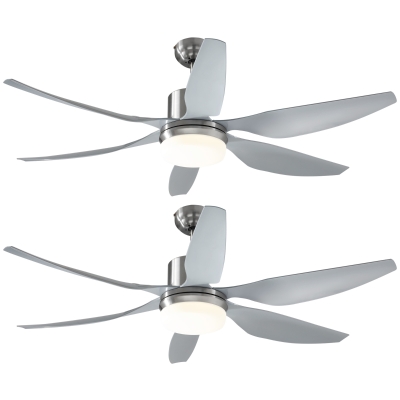 HOMCOM Ceiling Fan Set LED Remote 6-Blade Modern Silver