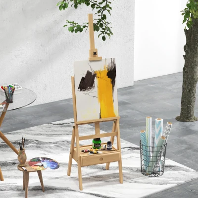 Vinsetto Cavalletto da Pittore Regolabile con Cassetto Legno