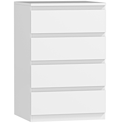 HOMCOM Cómoda 4 Cajones con Cierre Suave Cajonera para Salón Oficina Estilo Moderno 45x40x68 cm Blanco