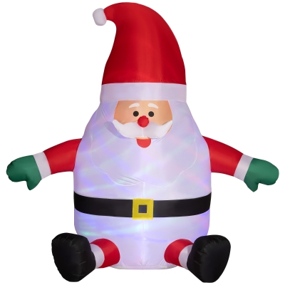 Outsunny Aufblasbarer Weihnachtsmann mit rotierender Lichtkugel, Festtags-Dekoration für den Garten