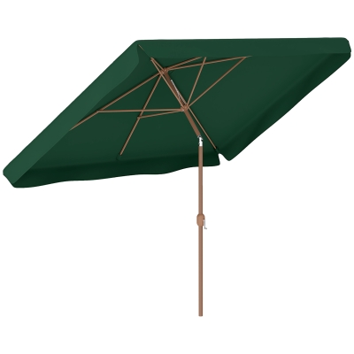 Outsunny Sombrilla de Terraza Exterior 300x200x245 cm con Ángulo Ajustable Mástil de Aluminio Manivela y Protección UV 50+ Verde