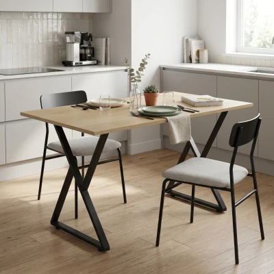 HOMCOM Conjunto de 2 Pernas de Mesa em Aço em Forma de X para Móveis Industriais com Apoios Ajustáveis e Parafusos Preto