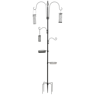 PawHut Mangeoir à Oiseaux sur Pied 208H cm Acier Noir
