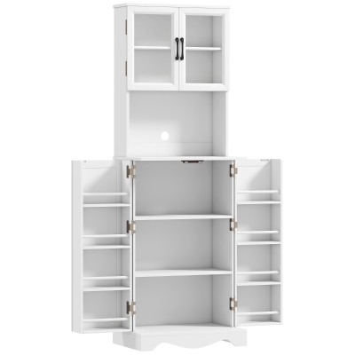 HOMCOM Dispensa Cucina con 2 Armadietti e 8 Ripiani Bianco
