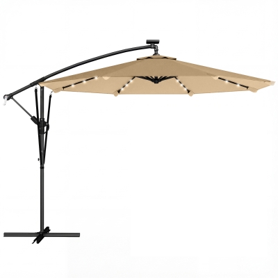 Outsunny Ombrellone a Sbalzo con 32 Luci LED e Manovella Cachi