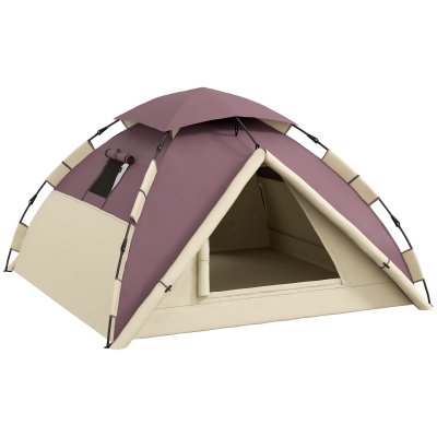 Outsunny Tenda da Campeggio 2 Posti con 2 Finestre Cachi
