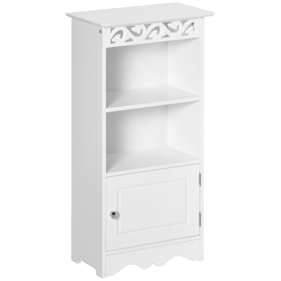 HOMCOM Sideboard, Küchenkommode mit 3 Fächern, Badschrank, Aufbewahrungsschrank, Küchenschrank, Beistellschrank für Wohnzimmer, Schlafzimmer, Weiß, 40 x 23 x 80 cm