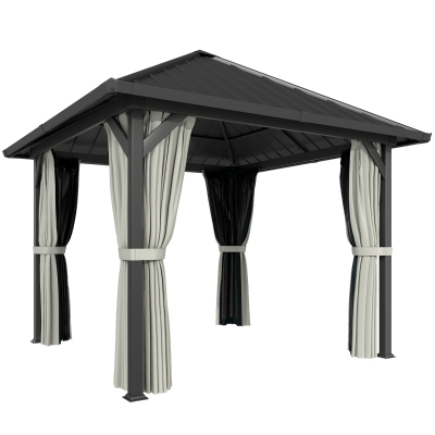 Outsunny Hardtop Gazebo Steel Roof Netting Black 3x3m