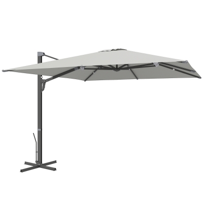 Umbrelă Suspendată cu manivelă și bază gri deschis