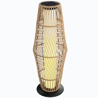 Outsunny Lanterne Solaire Résine Tressée Jardin Patio 26x68cm Sable