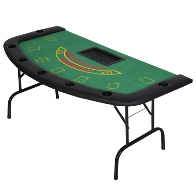 HOMCOM 7-Player Folding Poker Table Cup Holders Green 182x91cm