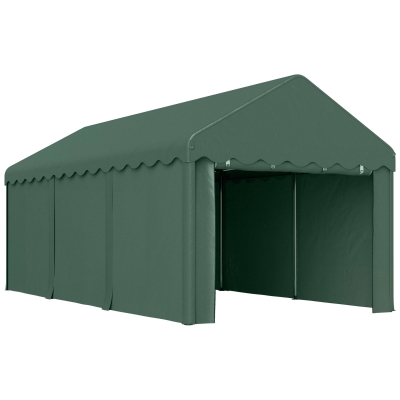 Outsunny Garaje Exterior para Coche 6x3 m Impermeable Anti-UV con Paredes Laterales Desmontables y 2 Puertas con Cremallera Verde