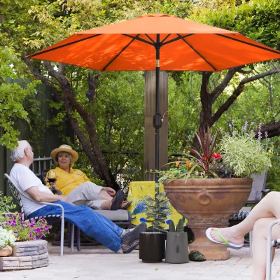 Outsunny Garden Parasol Aluminium Tilt Crank Orange 2.6m
