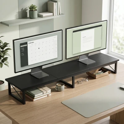 HOMCOM Supporto per Monitor con Scomparti, Nero
