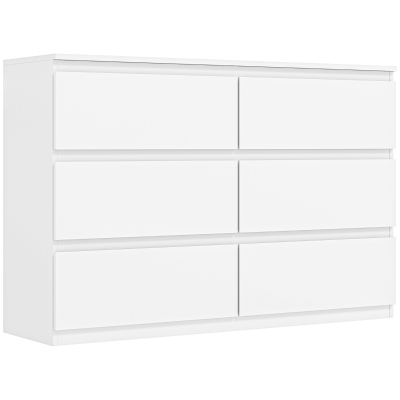 HOMCOM Kommode mit 6 Schubladen, Moderne Aufbewahrungsmöbel für das Schlafzimmer, Weiß