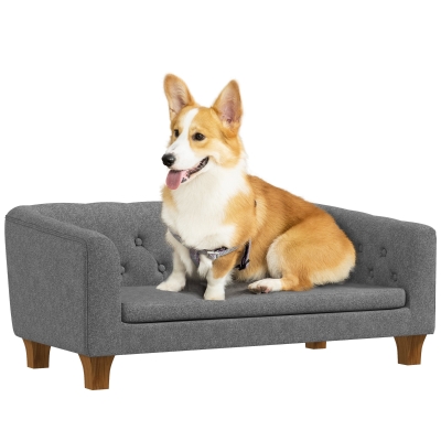 PawHut Canapé Chien Moyen Coussin Gris 96cm