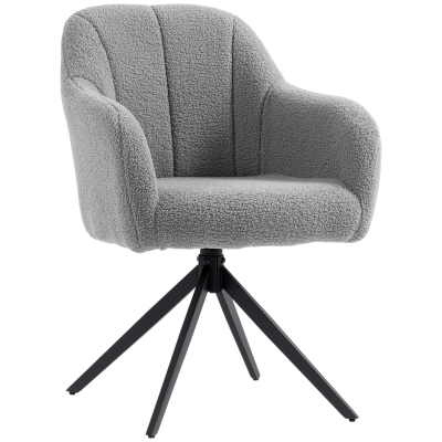 HOMCOM Swivel Accent Armchair Snow Flannel Grey