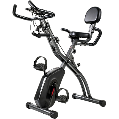 SPORTNOW Bicicleta Estática Plegable con 8 Niveles de Resistencia Volante Pantalla LCD Bluetooth Pulsómetro y Sillín Ajustable