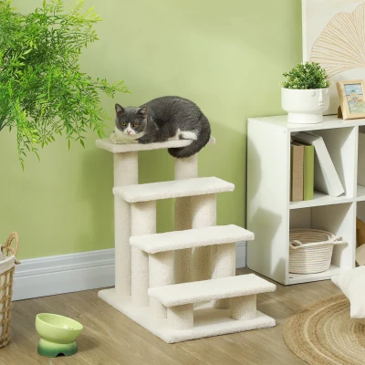 PawHut 4 Step Dog Stairs Light Brown 63x43x60 cm