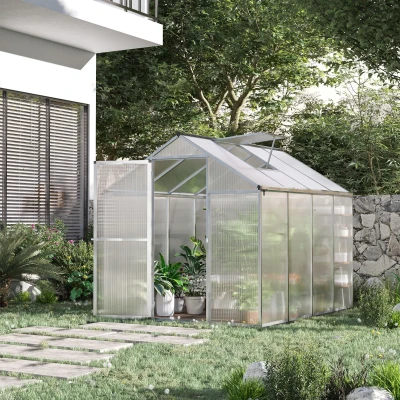 Outsunny Serre Jardin 4,6m² Alu Polycarbonate Lucarne