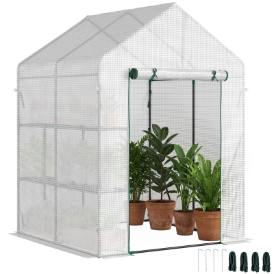 Outsunny Serre Jardin 2 Niveaux Acier/PE Transparent 1.43m