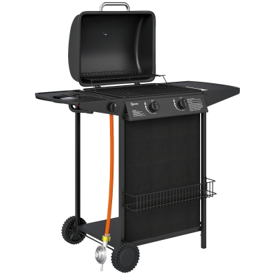 Outsunny Barbecue Gaz 2+1 Brûleurs 6,5 kW Acier Noir