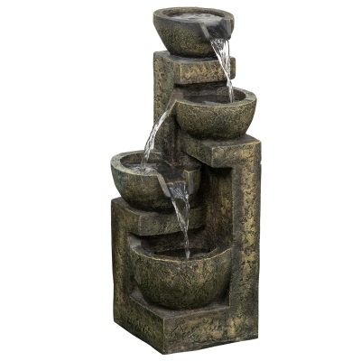Outsunny Springbrunnen, 3 Einstellungen, wetterbeständig, 25 cm x 24 cm x 60 cm, Grau