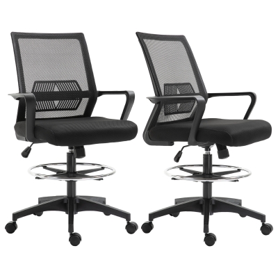 Vinsetto Fauteuils Bureau Hauteur Réglable Noir 2pcs