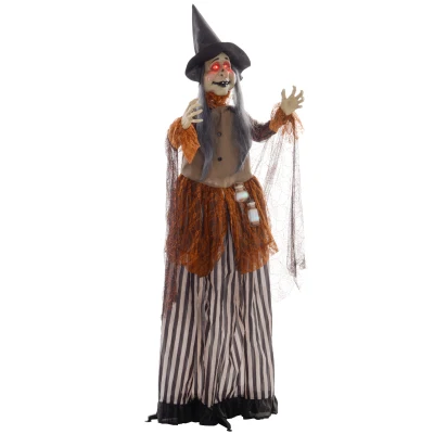HOMCOM Life-Size Witch Animatronic Halloween Prop 183cm
