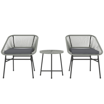 Rattan Bistro Set 63W x 65D x 76H cm Light Grey