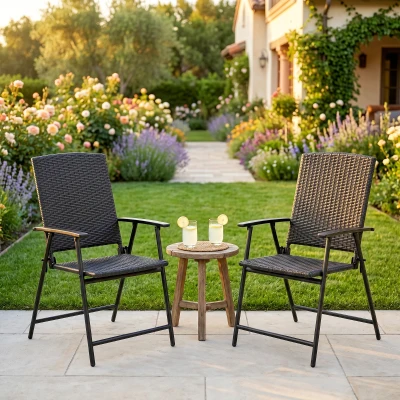 Rattan Chair Set 58cm x 61cm x 94cm Black