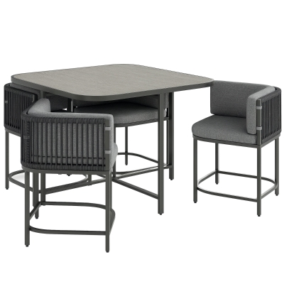 Outsunny 4-Seater Rattan Furniture Set with Cushions Grey