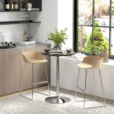 HOMCOM Mesa Alta Cocina Mesa Alta Bar Redonda para 2 Personas Altura Ajustable Tablero Giratorio 360° 60x60x91 cm Nogal