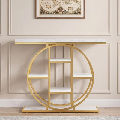 HOMCOM Console Industrielle 6 Étagères 100x30x81,5cm Blanc