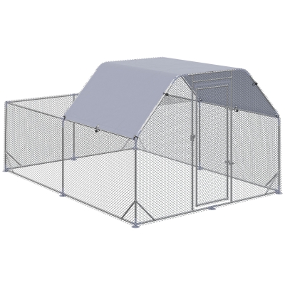 PawHut Chicken Run with Roof, Walk-In Chicken Coop Outdoor for 10-12 Chickens, Hen House Duck Pen, 2.8 x 3.8 x 2 m