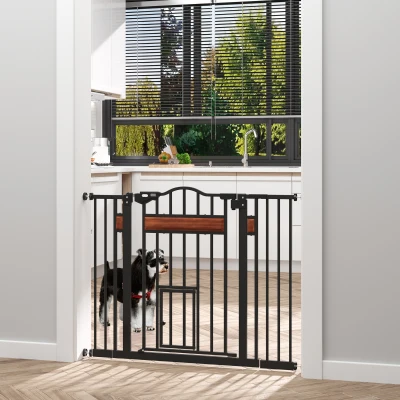 PawHut Cancello Cani con Chiusura Automatica 74-105x76.2 cm Nero